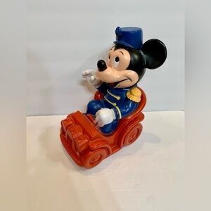 Vintage 1977 Plastic Disney Mickey Mouse Bank Band Leader  Piggybank W/plug